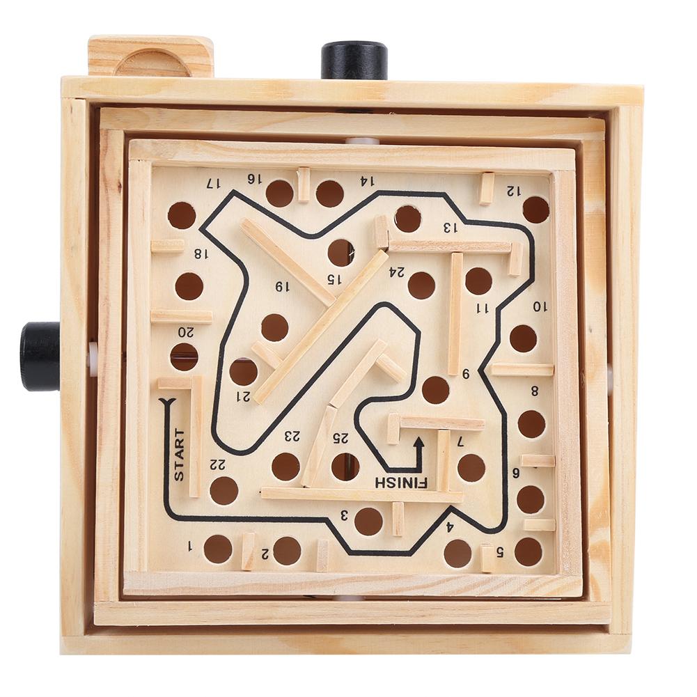 Wooden Children Maze Board Game Kid Balances Ball Maze Board Educational Toy GiftMaze S