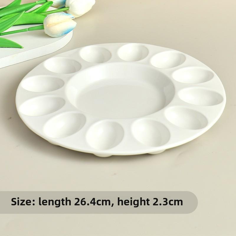 Ceramic Egg Tray with High Temperature Resistance, Household Cartoon Plate, Non-slip Bottom, Simplicity Kitchen Tableware