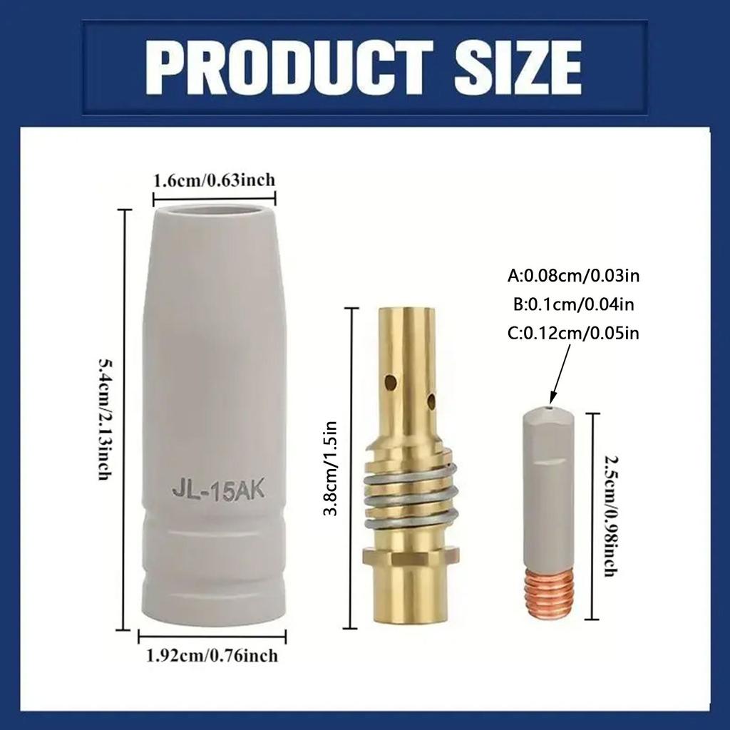 Pack of 30 Metal MIG Welding Torch Nozzles with Heat Dissipation Design and Durable Coating for TIG 15AK MAG Compatibility