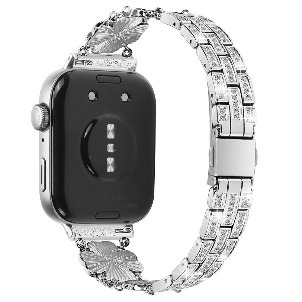 

For Huawei Watch Fit 3 Band Smart Watch Metal Wrist Strap with Rhinestone Silver