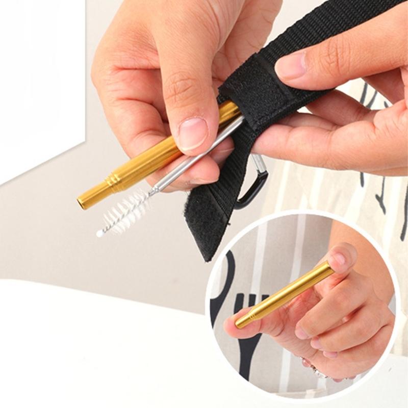 4 Stage Adjustable Length Extendable Straw Brush Stainless Steel Body Easy Storage Design Cleaning Tool For Kitchen