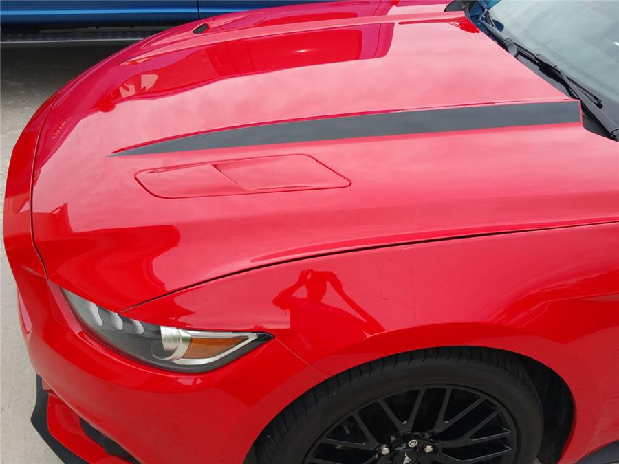 2Pcs Matt Black Car Hood Graphics Stripes Sticker For Ford Mustang 2015 2016
