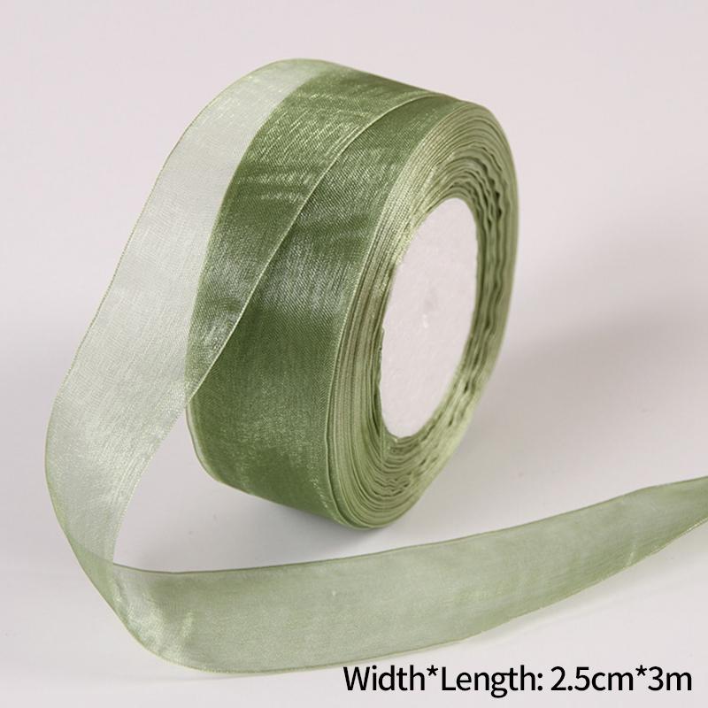 1Roll Sheer Organza Ribbon Chiffon Silk Ribbon for DIY Craft Gift Wrapping Christmas Decoration Wedding Bouquet Sewing Supplies