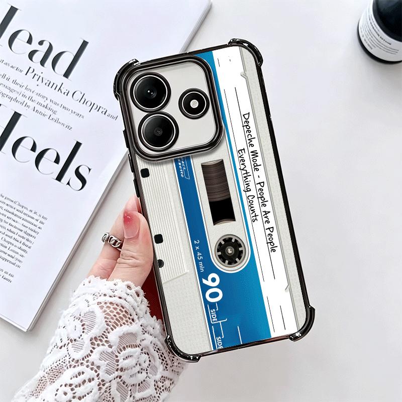 Vintage 90S Cassette Tape Pattern Soft Phone Case For Xiaomi Redmi Note 14 15 Pro Plus 13 12 11S 11T 5G 10 9S 9 Plating Anti-Fal