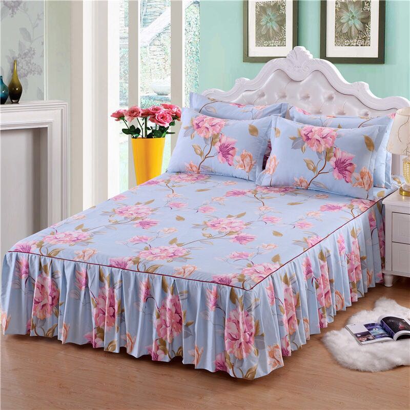 1pc Thickened Sanding Bedspread Soft Non-Slip King Queen Bed Skirt Wedding Fitted Sheet Cover No Pillowcase