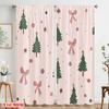 2pcs,2D Plane Printing Popular Curtains Christmas Trees Bows Ornaments Stars (3) Polyester Easy Install (without Rod) Festive