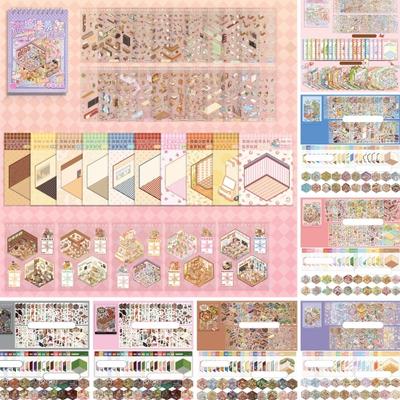3D Scénický sešit s nálepkami pro děti dospělé DIY Mini Domček Nálepkový set Opakovaně použitelné Kawaii nálepky pro domov školu kancelář