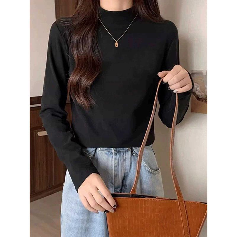 

Женский стильный серый флисовый топ с длинным рукавом и воротником-стойкой, базовый слой, Весна/Осень 2026 L