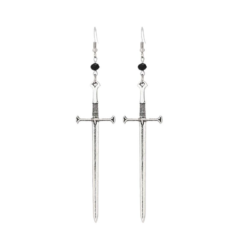 Silver Sword Dangle Earrings - Classic Fashion Jewelry for Women and Men