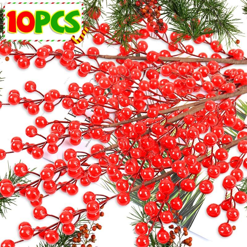 37/63cm Artificial Berry Branch Foam Christmas Decorative Red Berries Branch Xmas Tree Tabletop Vase Wealth Fruit Ornaments