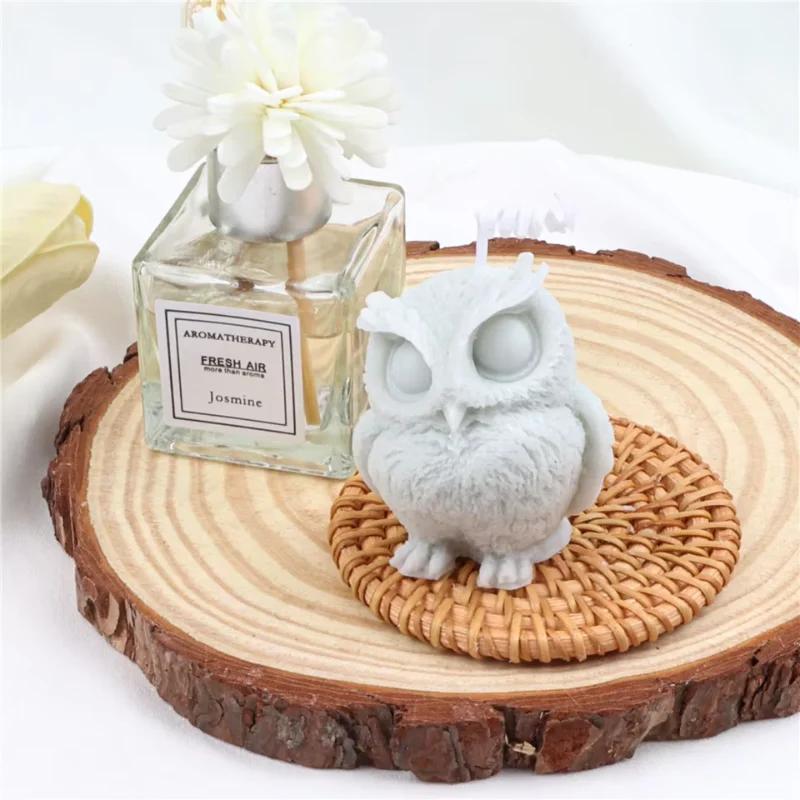 Top Quality 3D Owl Shape Candle Silicone Molds, Resin Aromatherapy Candles, Handmade Wax Soap, Home Decor Craft