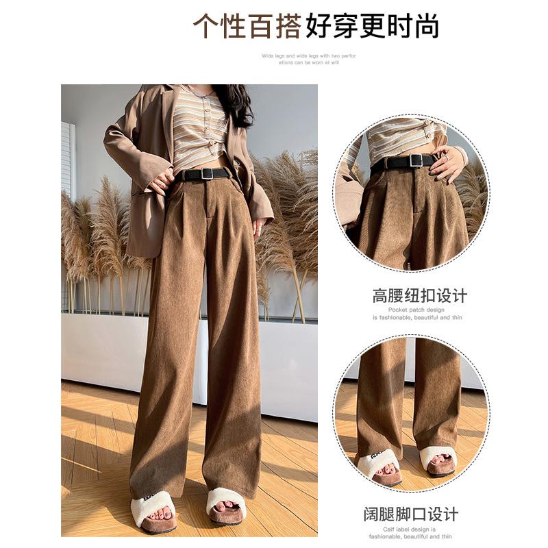 Women's High Waist Wide Leg Suit Pants Casual Loose Straight Trousers