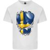 Fitnessstudio Schwedische Flagge Gerissene Muskeln Schweden Kinder T-Shirt Kinder