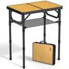 Anbte Folding Camping Table 60 X 40cm Bamboo Pattern Black, Lightweight Aluminum Outdoor Table with 3 Adjustable Heights 28 40 70cm