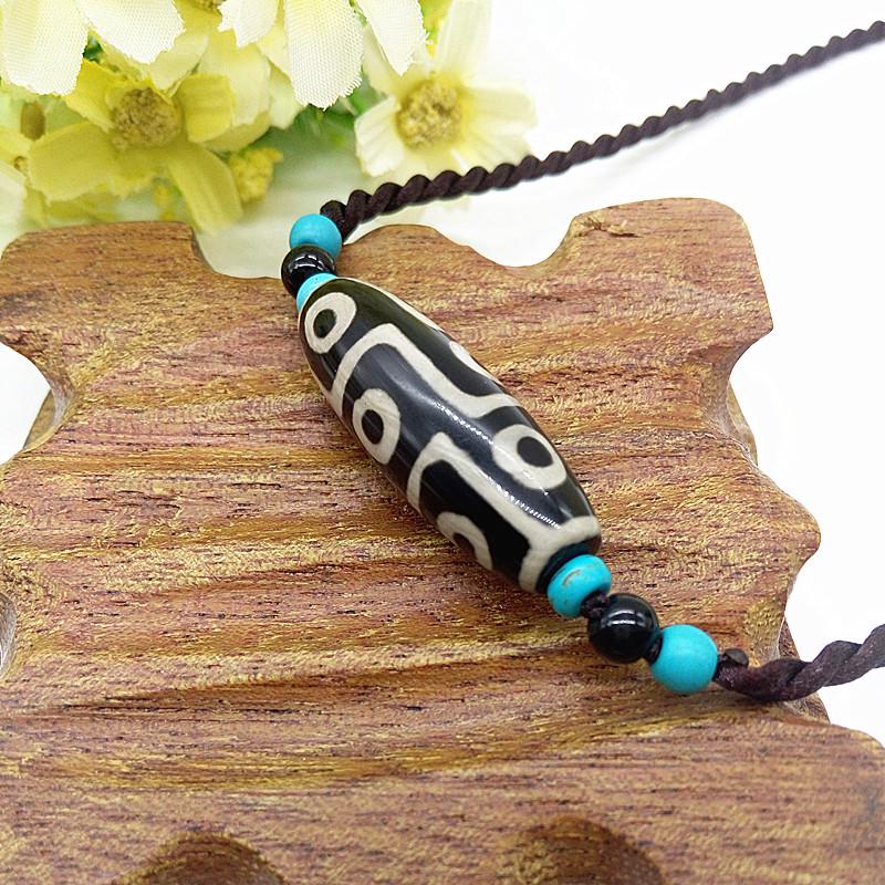 Versatile Ethnic Style Nine-Eyed, Three-Eyed & Six-Eyed Dzi Bead Clavicle Necklace for Men & Women - Spring/Summer Collection