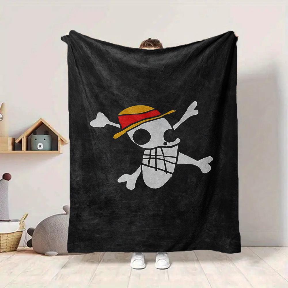 1pc ONE PIECE Skull Flannel Blanket, Soft Skin Friendly with Digital Printing, Various Sizes Available for Family, Friends, Birthday
