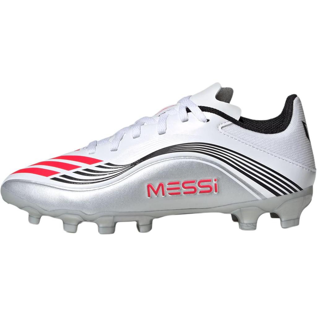Adidas F50 Messi League MG Comfortable Versatile Durable Low-Top Kids Football Shoes Kids Football Shoes White Red Silver JP7449