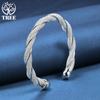925 Silver Sterling For Women Man Mesh Wide Braided Bracelet  Jewelry