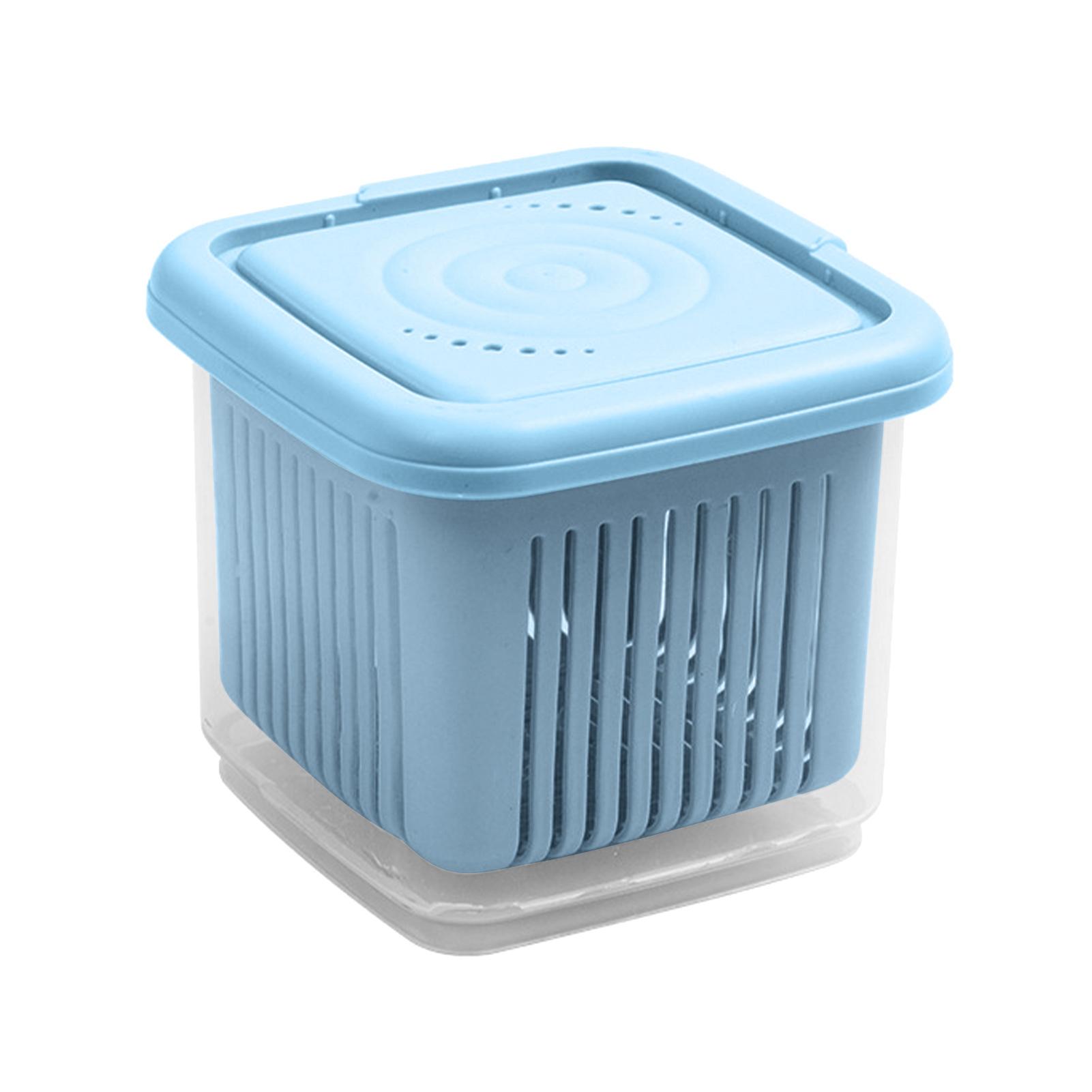 

Ящик для хранения овощей Двухслойный Сохраняет свежесть Контейнер для имбиря, чеснока, лука Герметичный ящик с синий