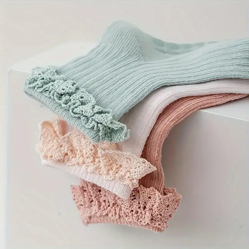 Spring Autumn Lace Dot Baby Cotton Socks for Newborn Girls - Non-Slip & Gentle Fit