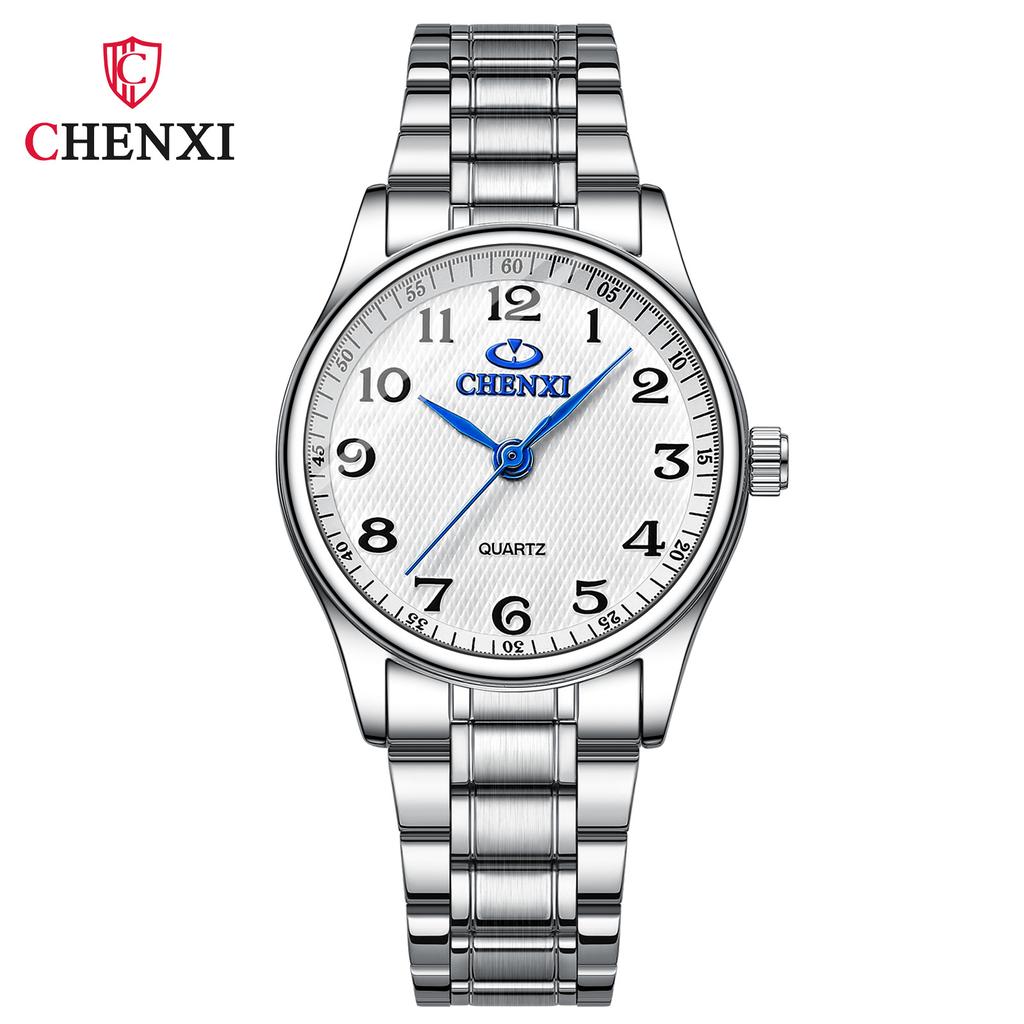 CHENXI 010 Partneruhr Sport Wasserdicht Leuchtende Quarzuhren Herren Edelstahl Großes Zifferblatt Armbanduhren Damen Armband