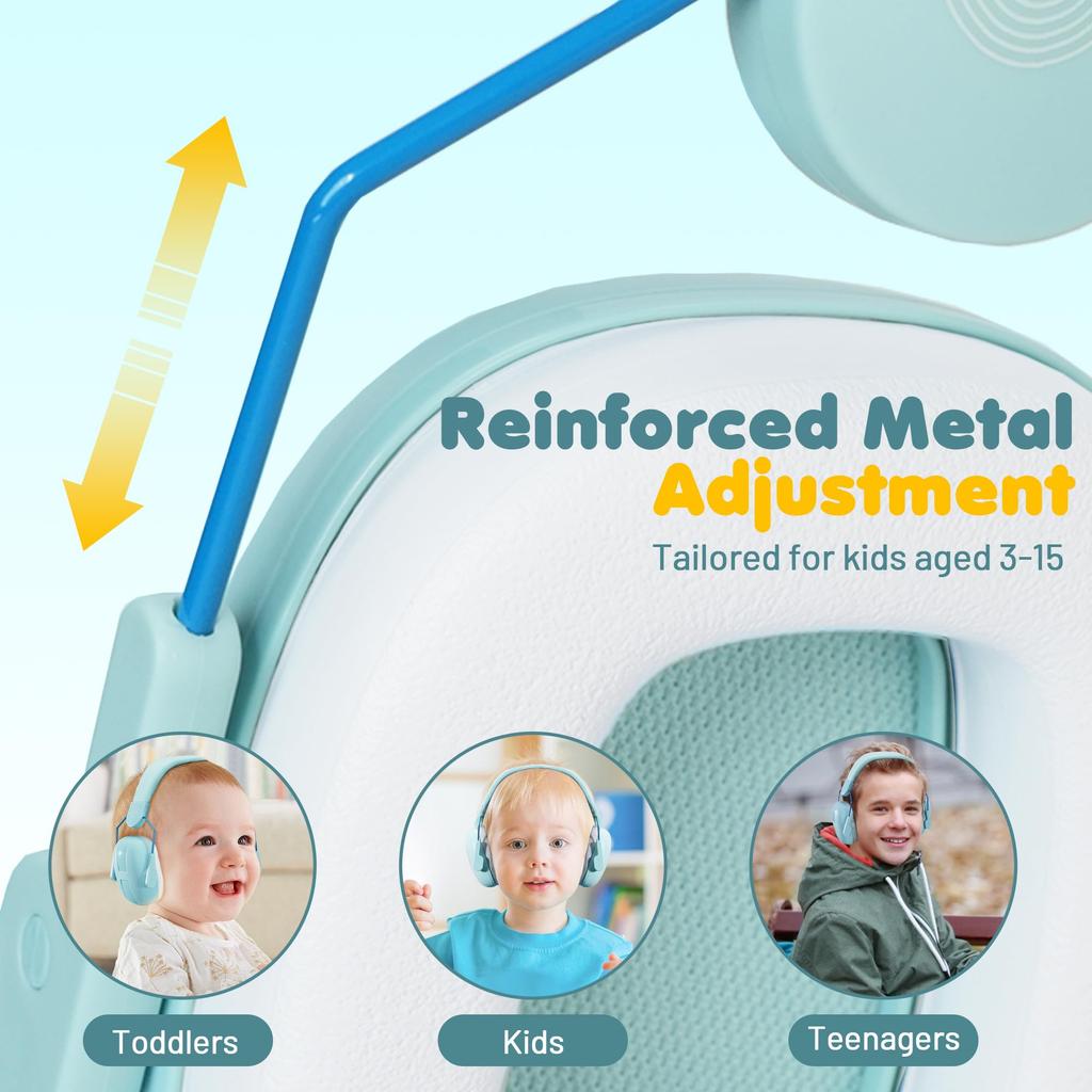 EZARC Soundproof Earmuffs for Sound Reduction Rating 28dB for and Live Noise Reduction Children, SNR, Foldable, Lightweight, Students, Studying,