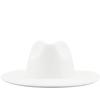 Nuevo sombreros Fedora de Jazz de fieltro de lana amarillo interior blanco exterior con hebilla de cinturón delgada para hombres y mujeres gorra Trilby de Panamá de ala ancha 56-58 CM