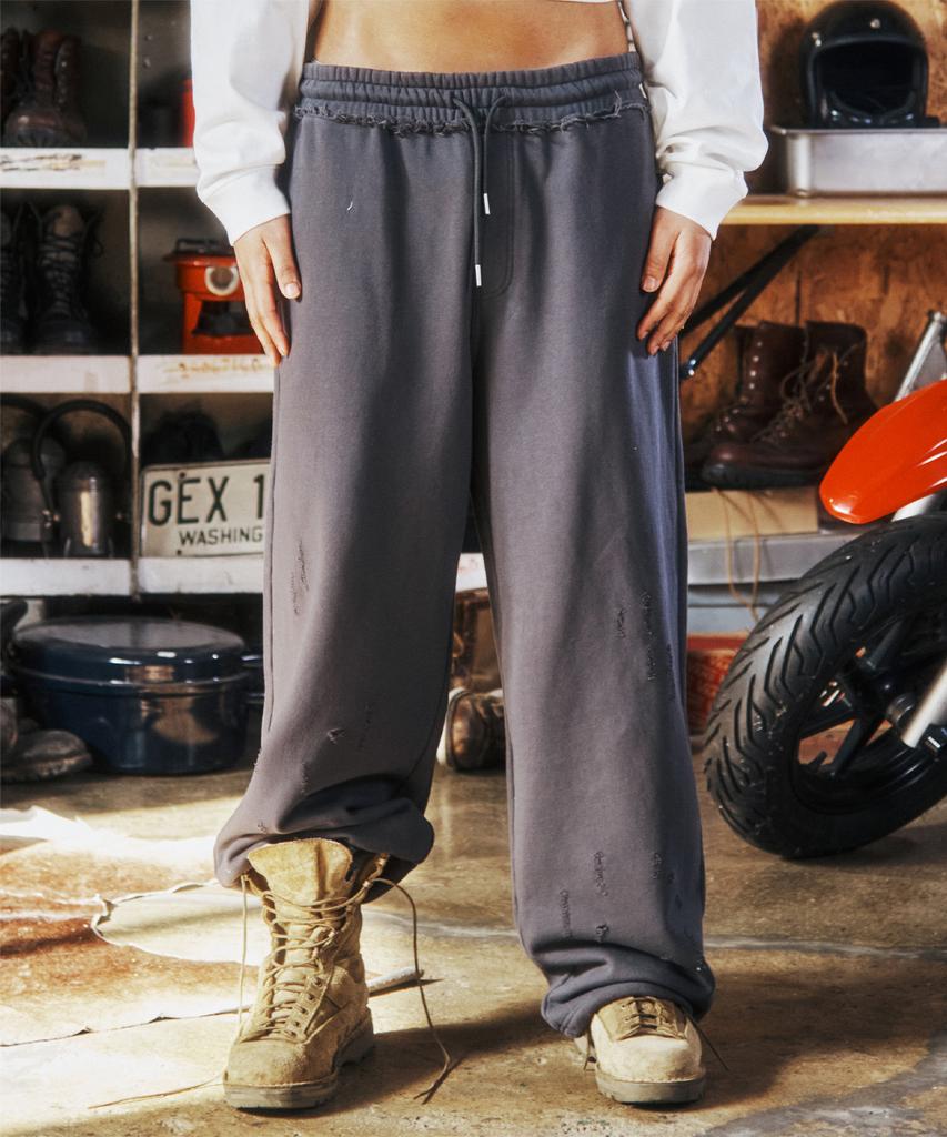 THEVINYLHOUSE Damaged Sweat Pants Charcoal