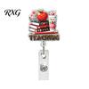 Retractable ID Card Reel Cute Glitter Badge Reels, Acrylic Holder with Clip, for Office Nurse Teacher Name Keychain Hook
