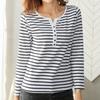Navava Men STriped BuTTon PoinT SliT Long Sleeve T shirT nT1361