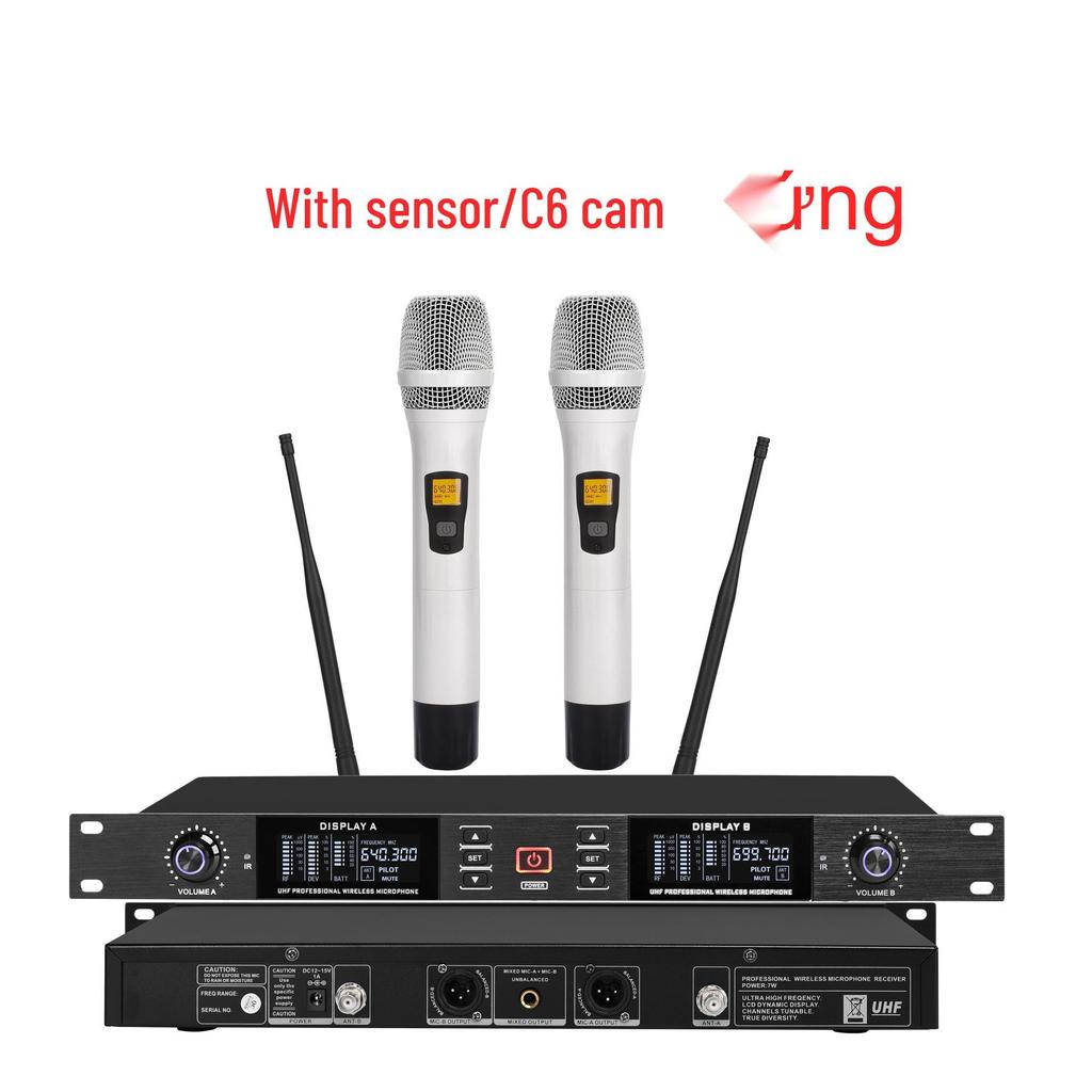 KTV High-end U-band Infrared Wireless Dual Microphone Lavalier Headset for Conferences.