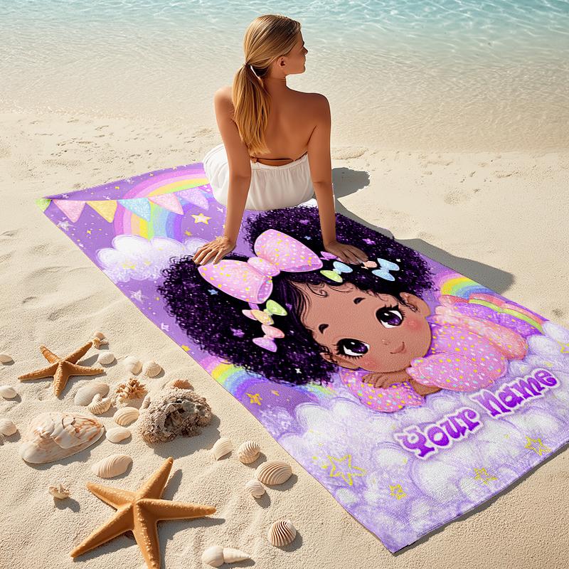 1PC Custom Name Rainbow Dreams Beach Towel Highly Absorbent And Sand-Resistant Towel for Swimming, Pool, Yoga, And Travel Lightweight