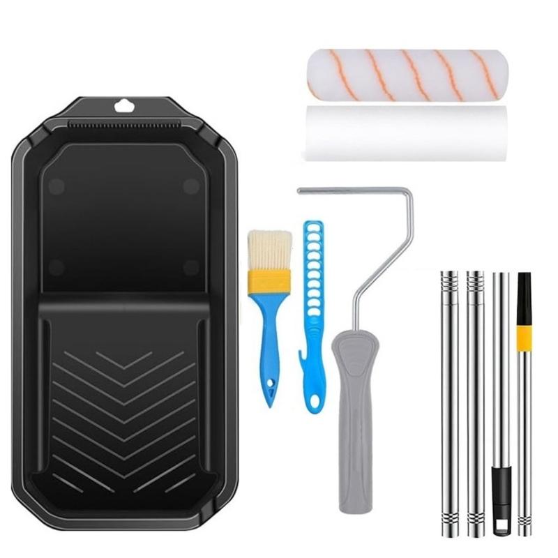 Small Paint Roller Set Includes Microfiber Rollers Touches Up Multipurpose Tray Home Accessory for Wall Painting