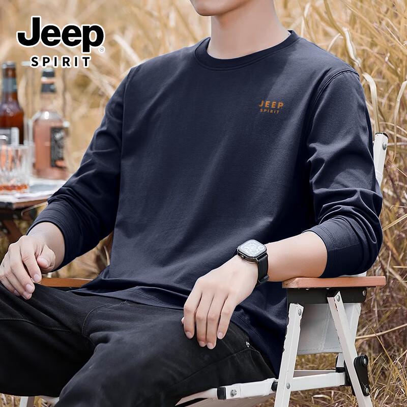 

JEEP SPIRIT Men s Heavyweight Cotton Long Sleeve T-Shirt L