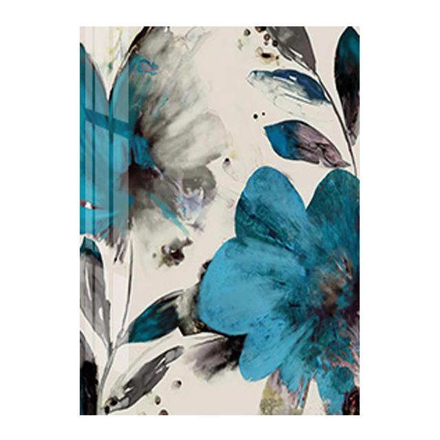 Blue Paint Flowers Canvas Painting Poster Blooming Life Botanical Print Abstract Vintage Wall Art Picture for Living Room Decor