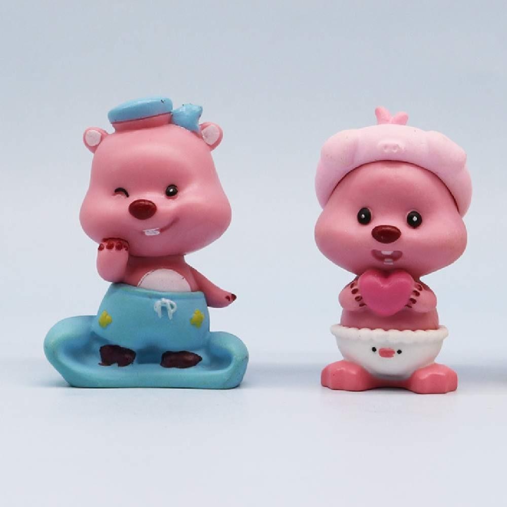 Lovely Pink Little Seal Figurine Baby Girl Gift Pvc Material 7cm Cute Little Beaver Doll Figurine Gift