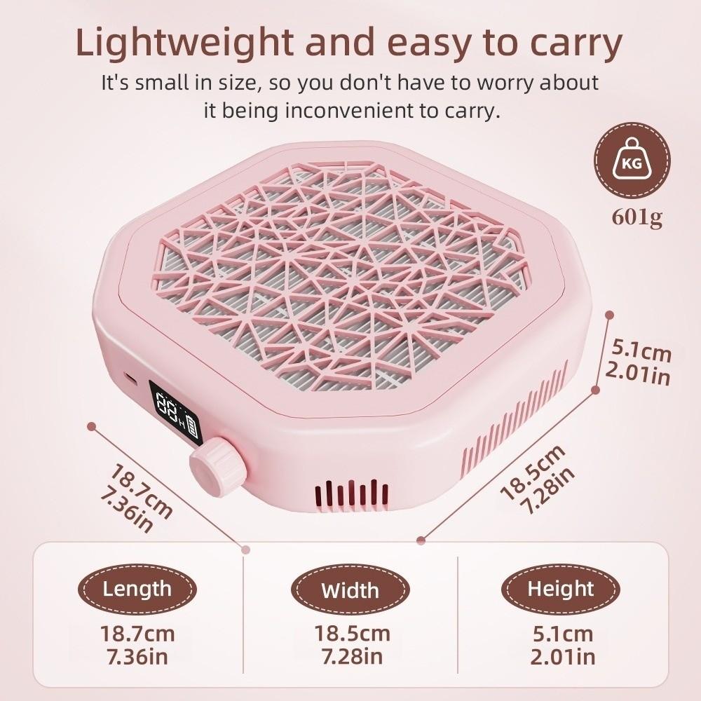 Reusable Filter Nail Dust Collector Strong Suction Cordless Portable Dust Suction Nail Salon