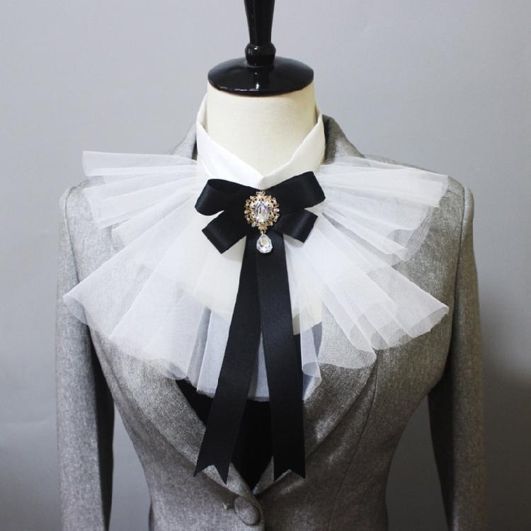 Jabot à Volants Superposés Steampunk avec Nœud Cravate Accessoires de Costume Cosplay