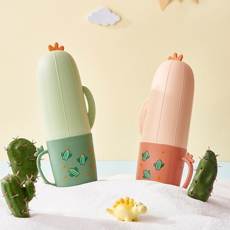 Cute Cartoon Cactus Toothbrush Storage Box Bathroom Toothbrush Cover Portable Travel Tooth Brush Case Bathroom Organizer