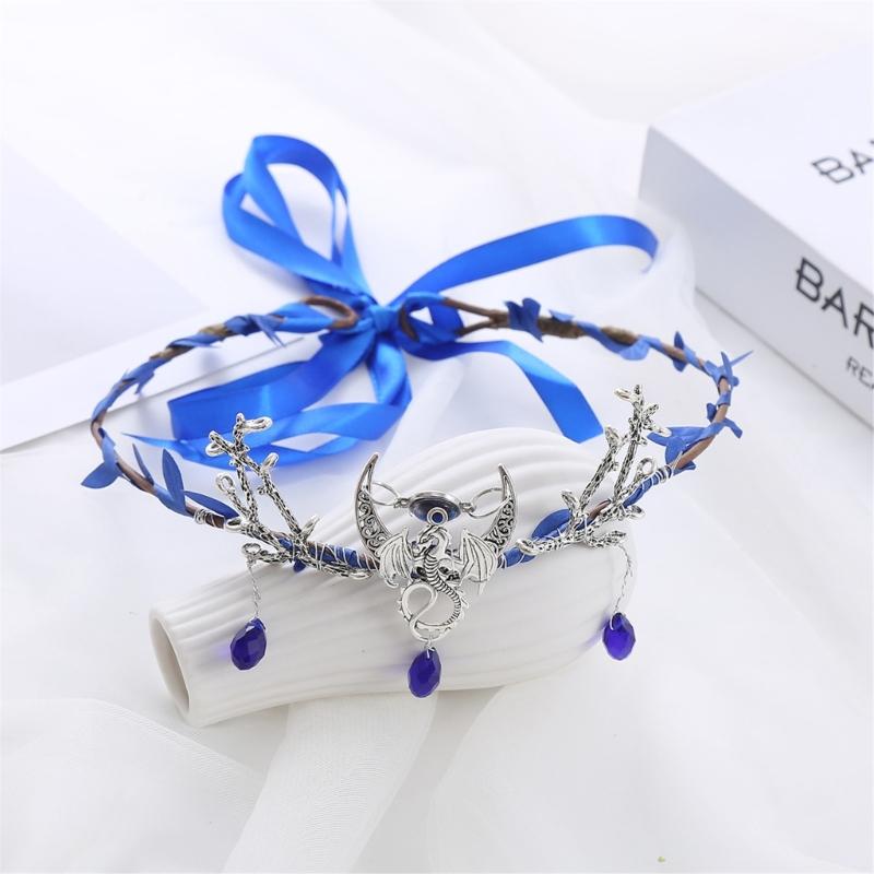 Fairy Dragon Fascinators for Cosplay Party Wedding Festivals Girls Bridal Dragon Headband Floral Fairy Headwear