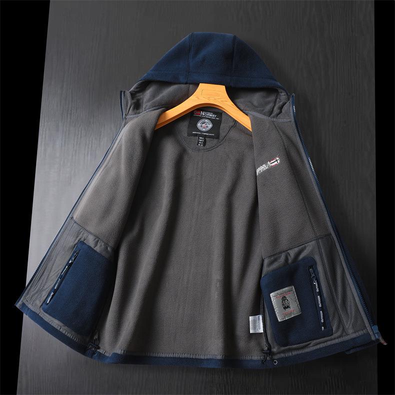 Men's Winter Thick Double-Layer Polar Fleece Hooded Jacket - Cold-Resistant, Warm, Large Size