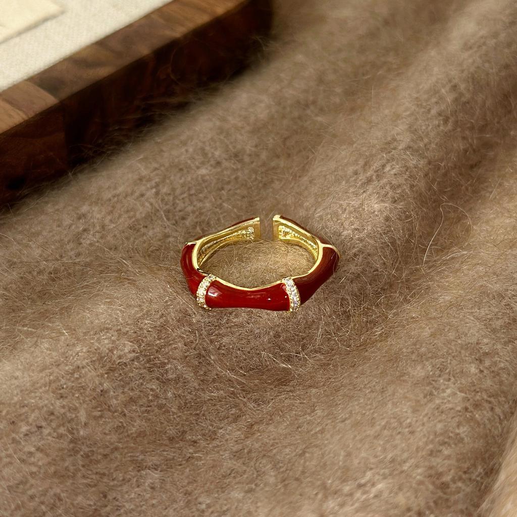 Medieval Brushed Diamond-encrusted Zircon Ring for Women Does Not Fade, Light Luxury and Versatile Open Index Finger Ring Jewelry.