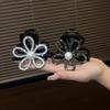 Flower Pearls Shark Clip Zircon Shiny Hair Claw Rhinestone Shark Clip  Party