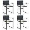VidaXL Garden Chairs Set of 4 with Cushions Black Wicker, Garden Seat, Outdoor Seating, Chair 4008581