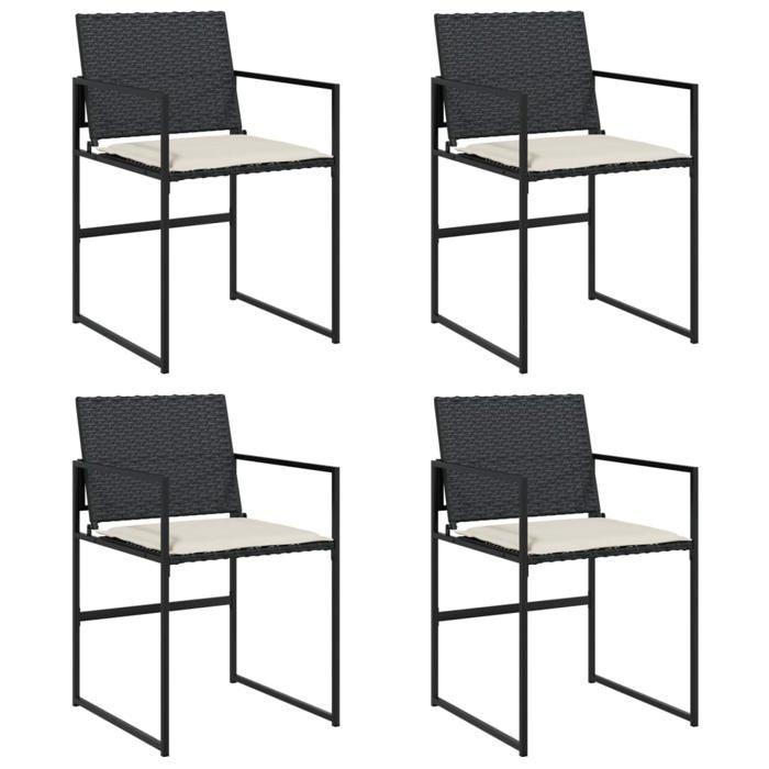 VidaXL Garden Chairs Set of 4 with Cushions Black Wicker, Garden Seat, Outdoor Seating, Chair 4008581