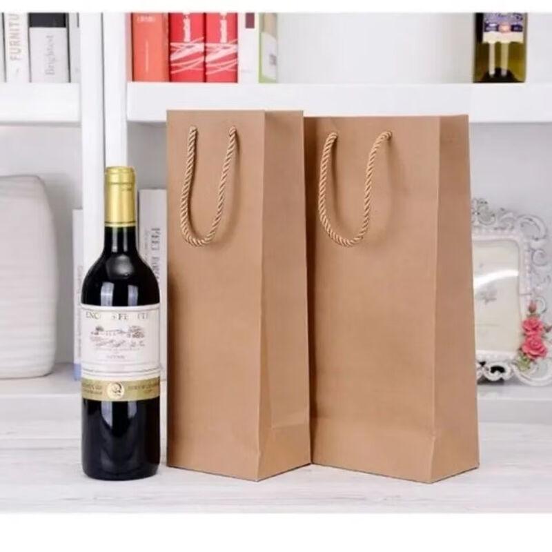 Kraft Paper Double Wine Bottle Gift Bags (Pack of 5)
