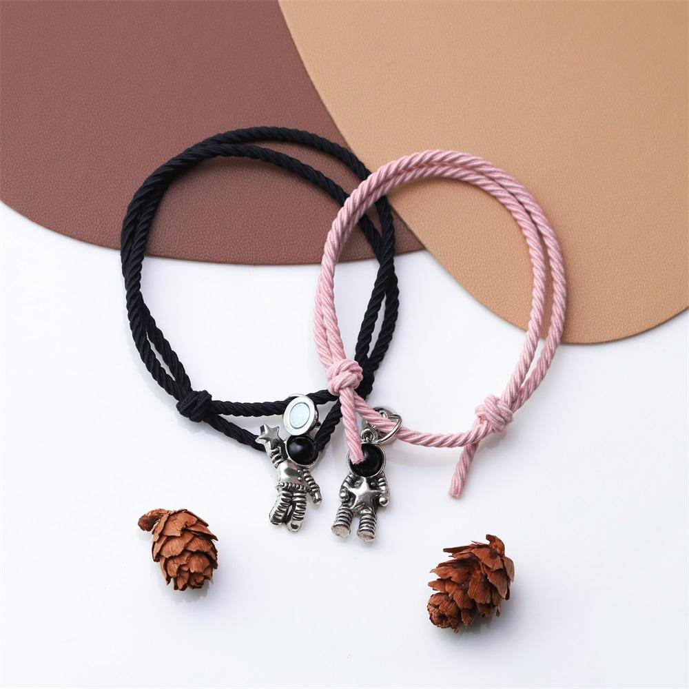 Band Couple Bracelet Magnet Paired Rubber for Lovers Distance Bracelet Women Men Braided String Bracelet Friendship Jewelry Gift