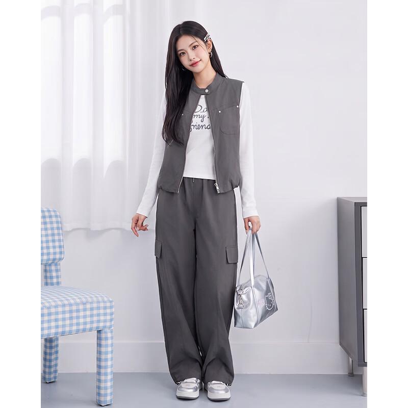 IEF Women's 3-Piece Vest, T-Shirt & Wide-Leg Pants Set
