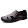 Men's Black Genuine Leather Breathable Slip-On Loafers