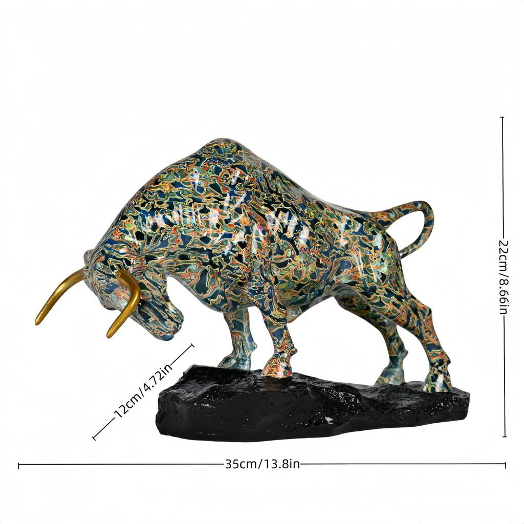 Wall Street Style - Elegant Bronze Bull Statue, Multi Functional Resin Art for Home and Office Decoration, Statue Decoration